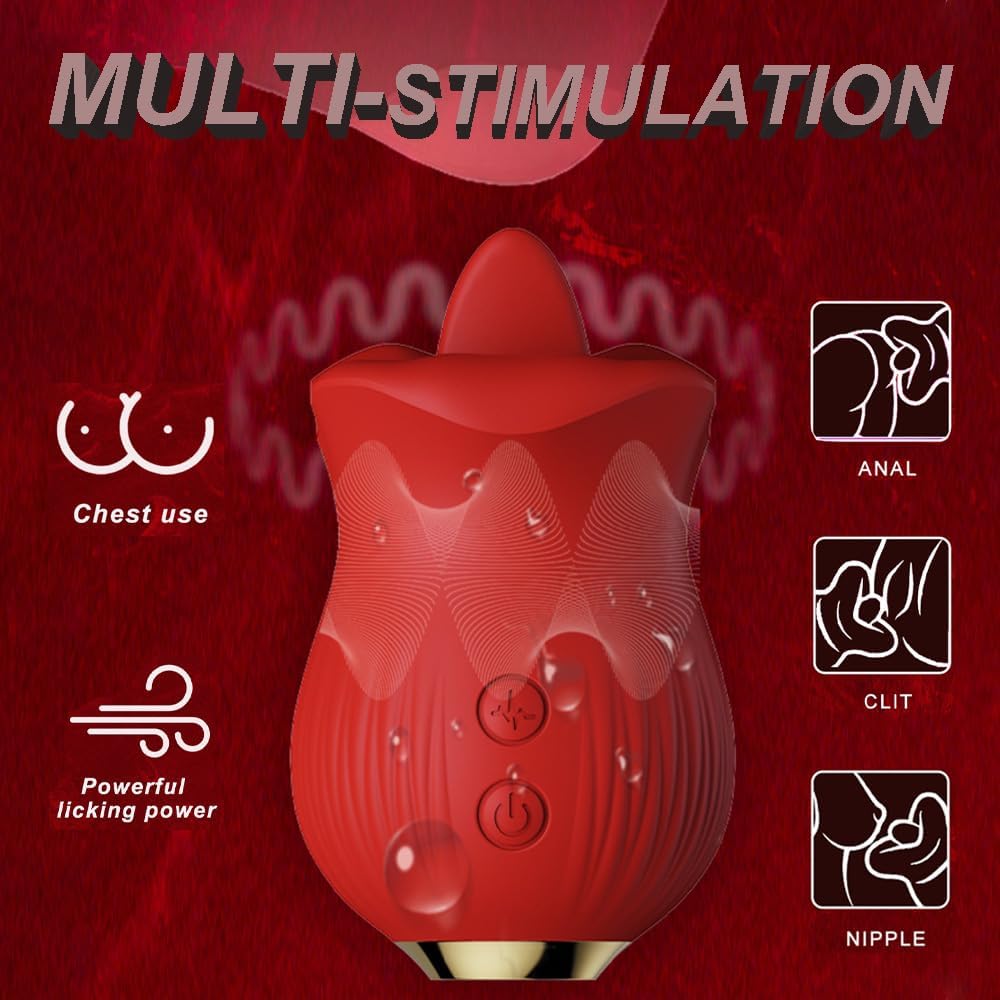 Vibrator Rose Adult Sex Toys for Women -  10 Tongue Licking Sucking Adult Toys Vibrators Female Couples Sex Toys
