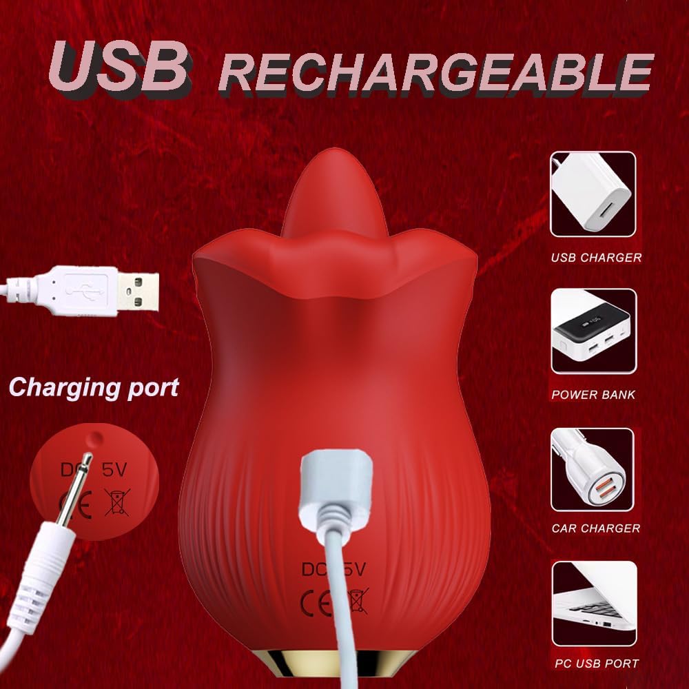 Vibrator Rose Adult Sex Toys for Women -  10 Tongue Licking Sucking Adult Toys Vibrators Female Couples Sex Toys