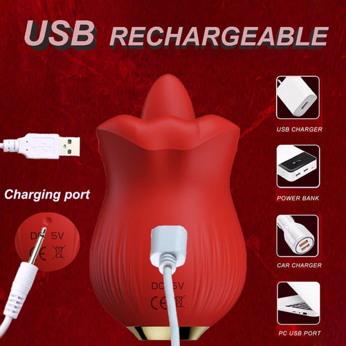 Vibrator Rose Adult Sex Toys for Women -  10 Tongue Licking Sucking Adult Toys Vibrators Female Couples Sex Toys