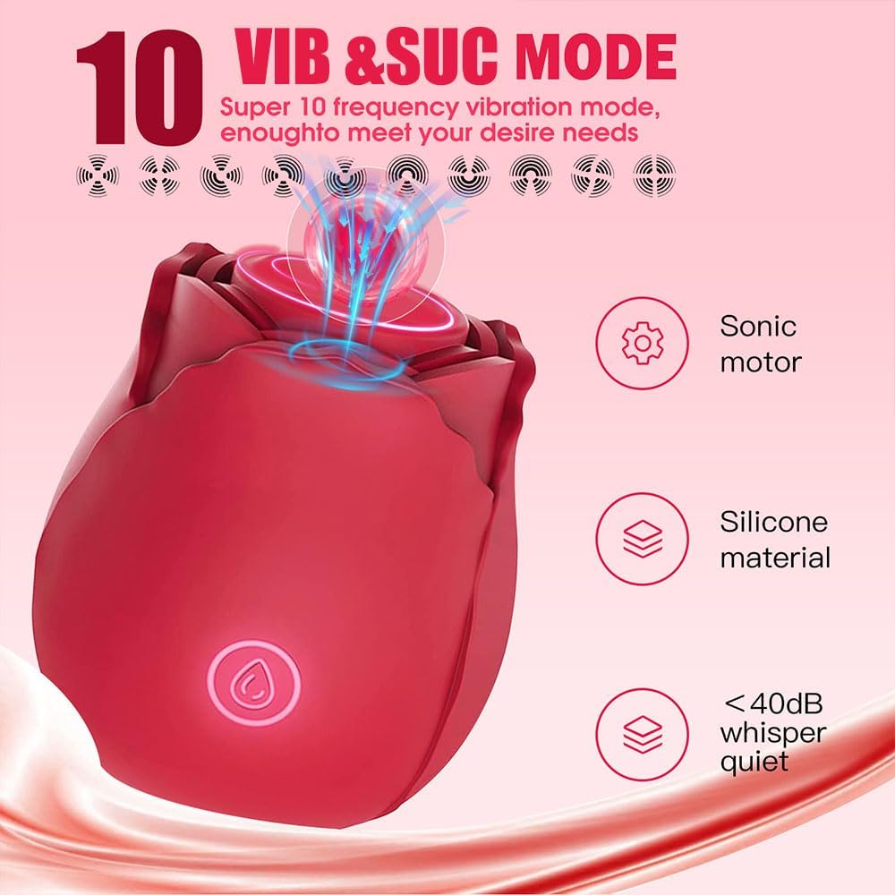 Rose Toy Women Sex Toys - Vibrator Rose Adult Toys with 10 Sucking Modes for Clitoral Vibrators for Women Couples & Beginner Rose Sex Toy